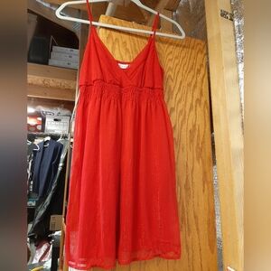 Red V-Neck Adj Spaghetti Strap Top Blouse Size 3/5